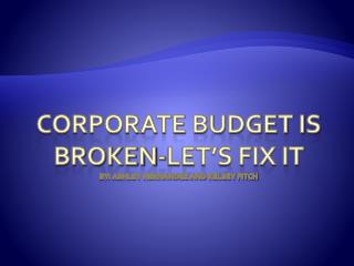 Corporate Budget is Broken-Let’s Fix it By: Ashley Hernandez and Kelsey Fitch