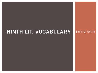 Ninth Lit. Vocabulary