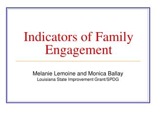 Indicators of Family Engagement