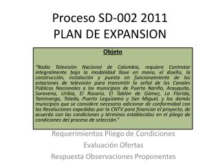 Proceso SD-002 2011 PLAN DE EXPANSION