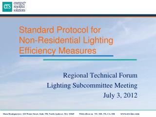 Standard Protocol for Non-Residential Lighting Efficiency Measures
