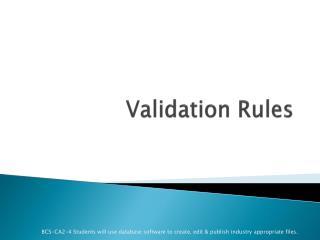 Validation Rules