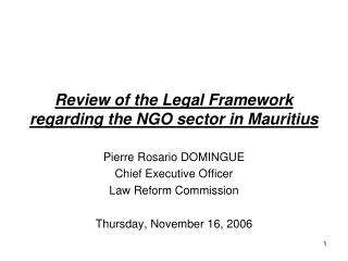 Review of the Legal Framework regarding the NGO sector in Mauritius