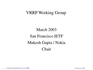 VRRP Working Group