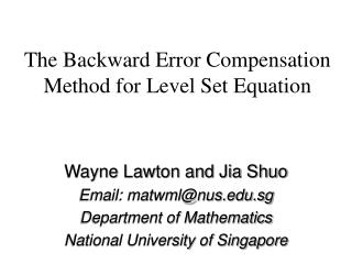 The Backward Error Compensation Method for Level Set Equation