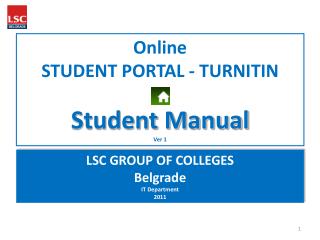 Online STUDENT PORTAL - TURNITIN Student Manual Ver 1
