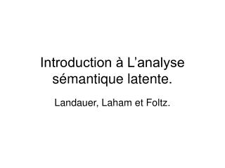 Introduction à L’analyse sémantique latente.