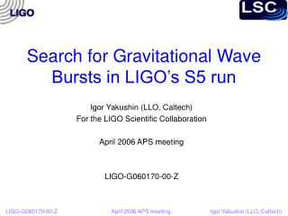 Search for Gravitational Wave Bursts in LIGO’s S5 run