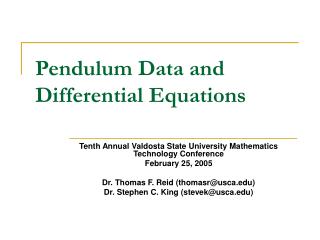 Pendulum Data and Differential Equations