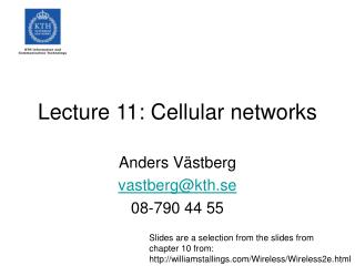Lecture 11: Cellular networks