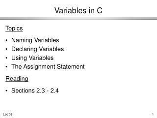 Variables in C