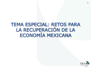 TEMA ESPECIAL : RETOS PARA LA RECUPERACIÓN DE LA ECONOMÍA MEXICANA