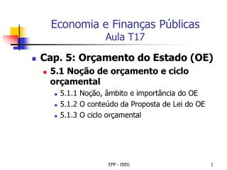 Economia e Finanças Públicas Aula T17
