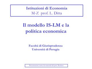 Istituzioni di Economia M-Z prof. L. Ditta
