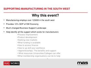 Supporting Manufacturing in the South West
