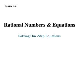 Rational Numbers &amp; Equations