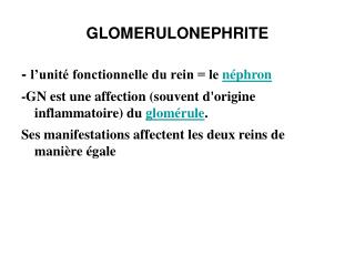 GLOMERULONEPHRITE