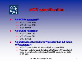 MCS specification