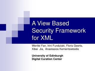 A View Based Security Framework for XML