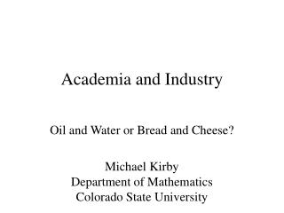 Academia and Industry