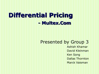 Differential Pricing - Multex.Com
