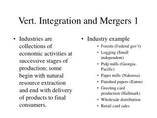 Vert. Integration and Mergers 1