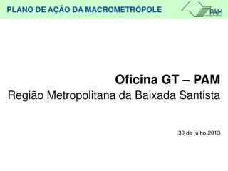 Oficina GT – PAM Região Metropolitana da Baixada Santista 30 de julho 2013