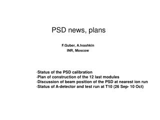 PSD news, plans