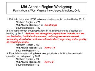 Mid-Atlantic Region Workgroup Pennsylvania, West Virginia, New Jersey, Maryland, Ohio