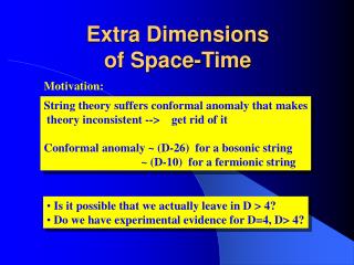 Extra Dimensions of Space-Time