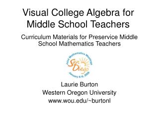 Visual College Algebra for Middle School Teachers