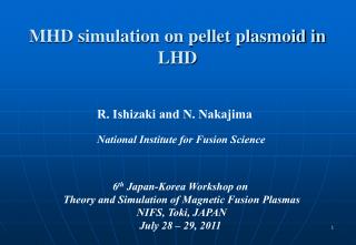 MHD simulation on pellet plasmoid in LHD