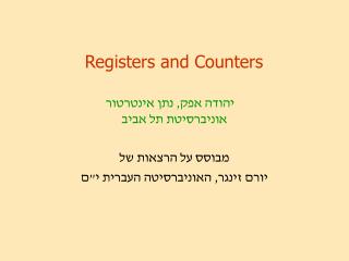 Registers and Counters