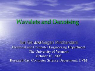 Wavelets and Denoising