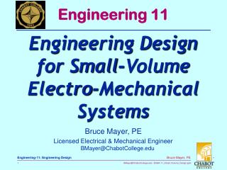 Bruce Mayer, PE Licensed Electrical & Mechanical Engineer BMayer@ChabotCollege