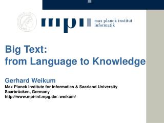 Big Text: from Language to Knowledge