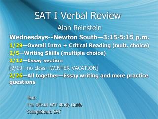 SAT I Verbal Review