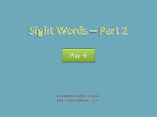 Sight Words – Part 2