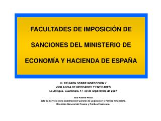 FACULTADES DE IMPOSICIÓN DE SANCIONES DEL MINISTERIO DE ECONOMÍA Y HACIENDA DE ESPAÑA
