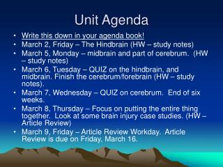 Unit Agenda