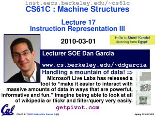 Lecturer SOE Dan Garcia cs.berkeley/~ddgarcia