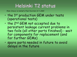 Helsinki T2 status
