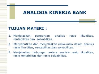 ANALISIS KINERJA BANK