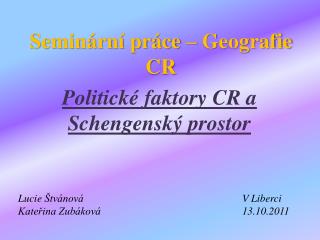 Seminární práce – Geografie CR