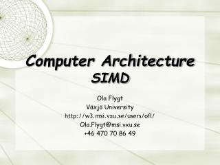 Computer Architecture SIMD