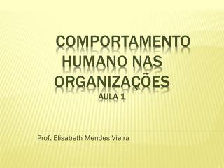 COMPORTAMENTO HUMANO NAS ORGANIZAÇÕES aula 1