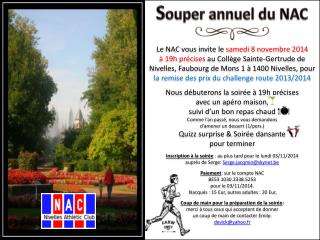 Le NAC vous invite le samedi 8 novembre 2014