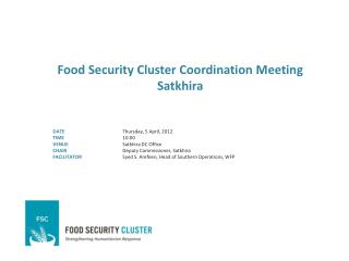 Food Security Cluster Coordination Meeting Satkhira