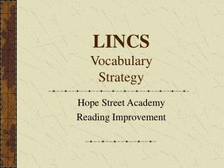 LINCS Vocabulary Strategy