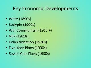 Key Economic Developments